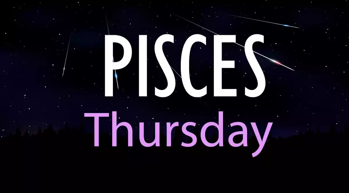 Pisces Thursday on a sky background with shooting stars