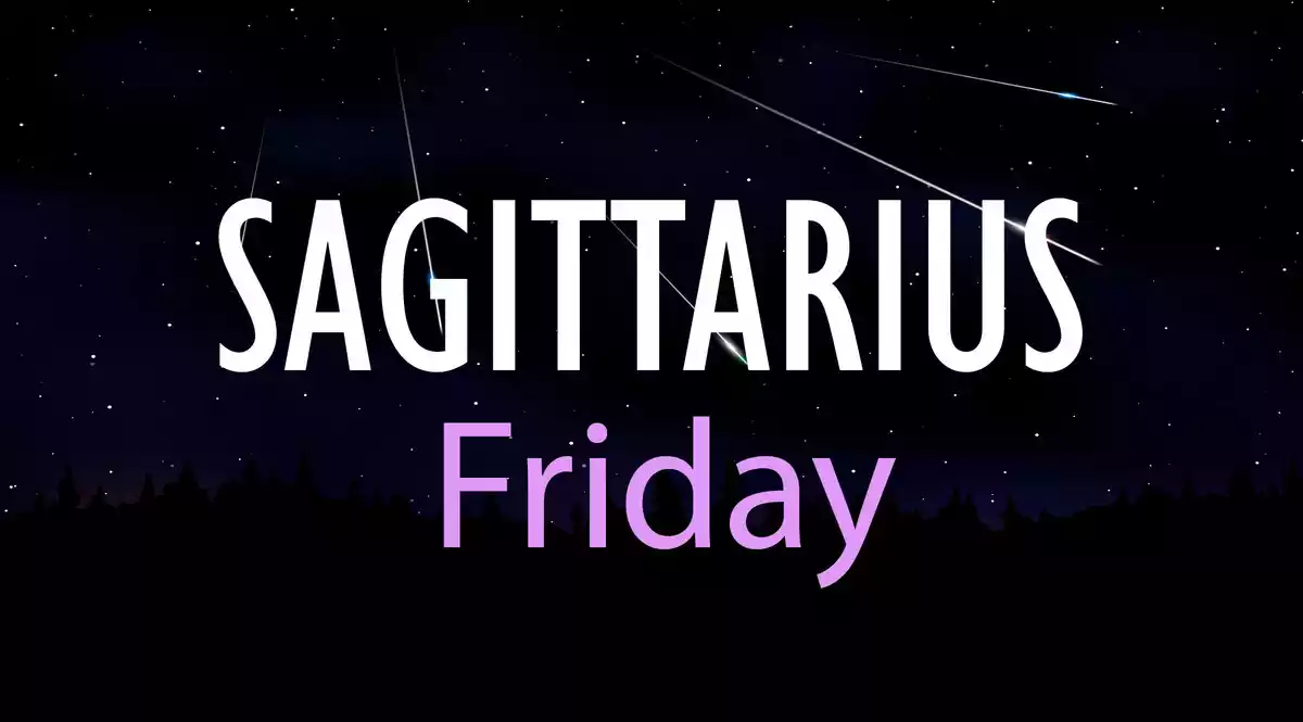 Sagittarius Friday on a sky background with shooting stars