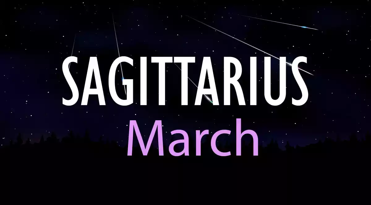 Sagittarius March on a sky background with shooting stars