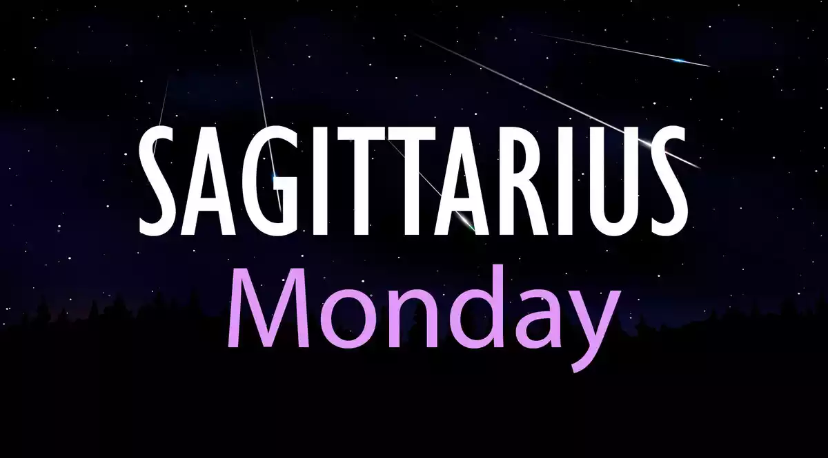 Sagittarius Monday on a sky background with shooting stars