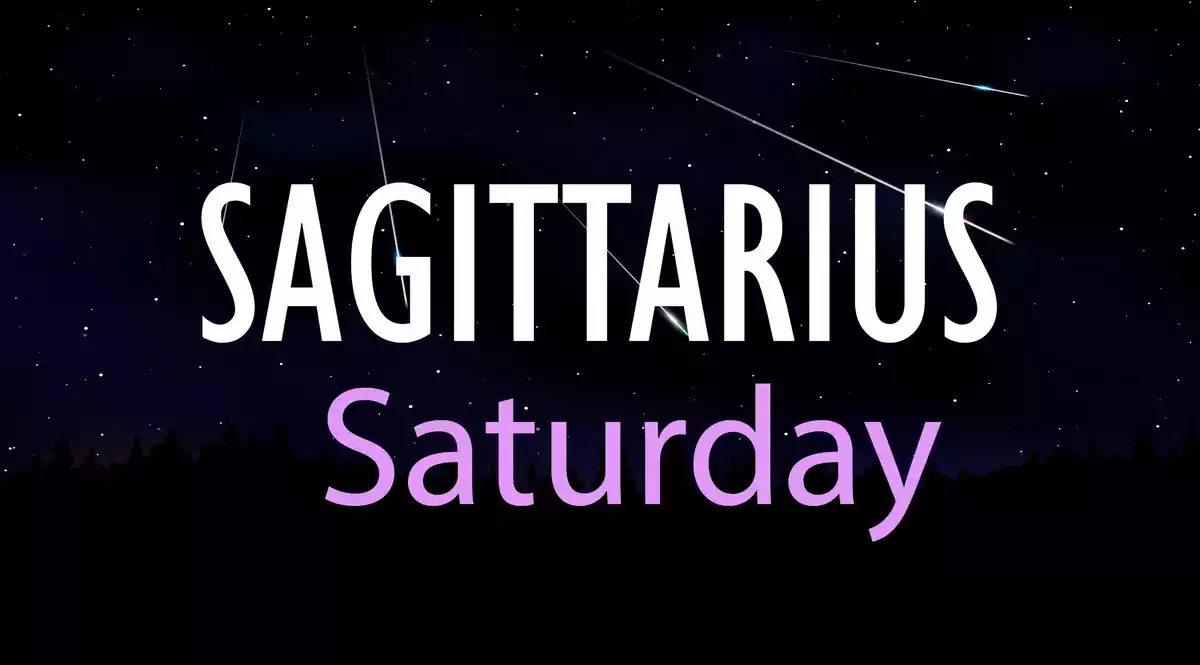 Sagittarius Saturday on a sky background with shooting stars