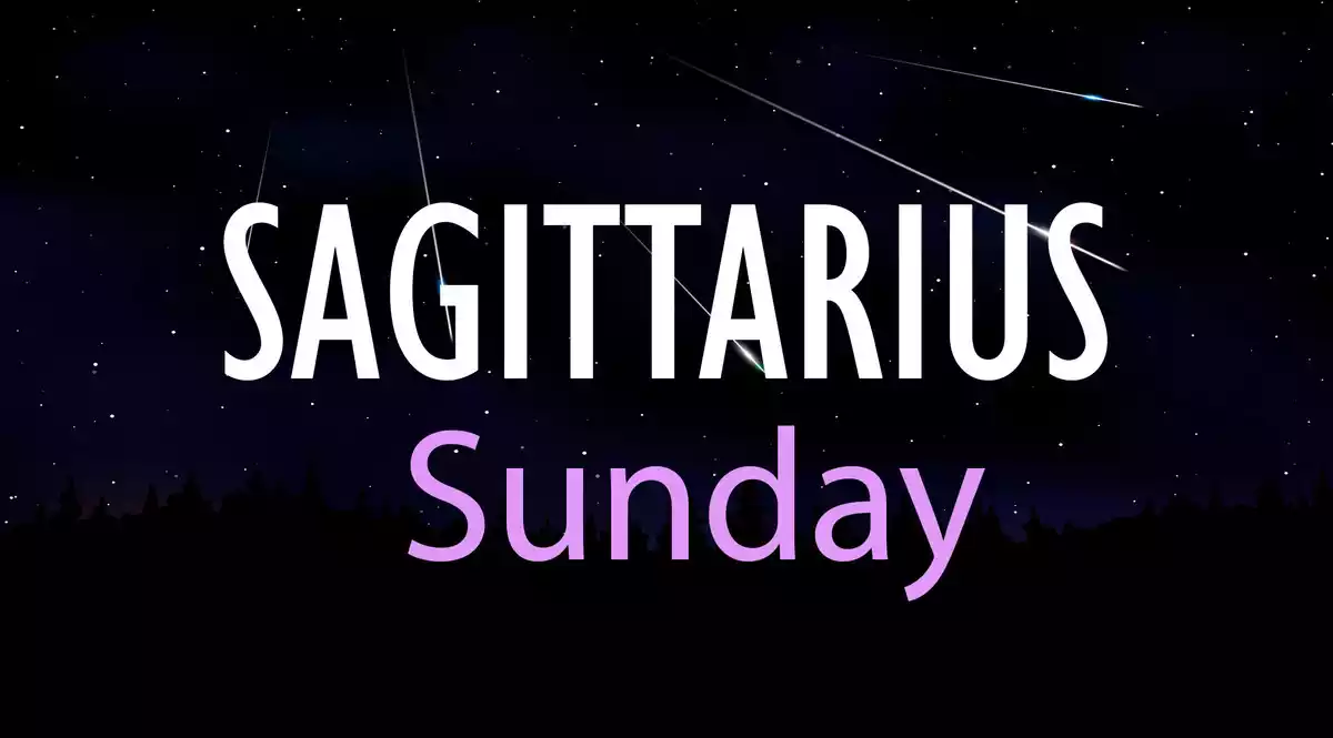 Sagittarius Sunday on a sky background with shooting stars
