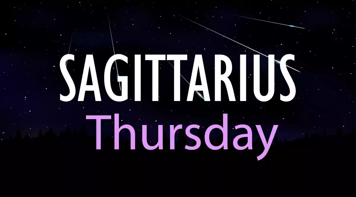 Sagittarius Thursday on a sky background with shooting stars