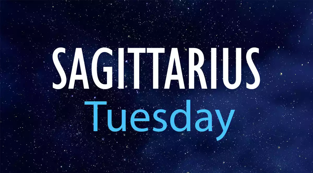 Sagittarius Tuesday on a night sky background