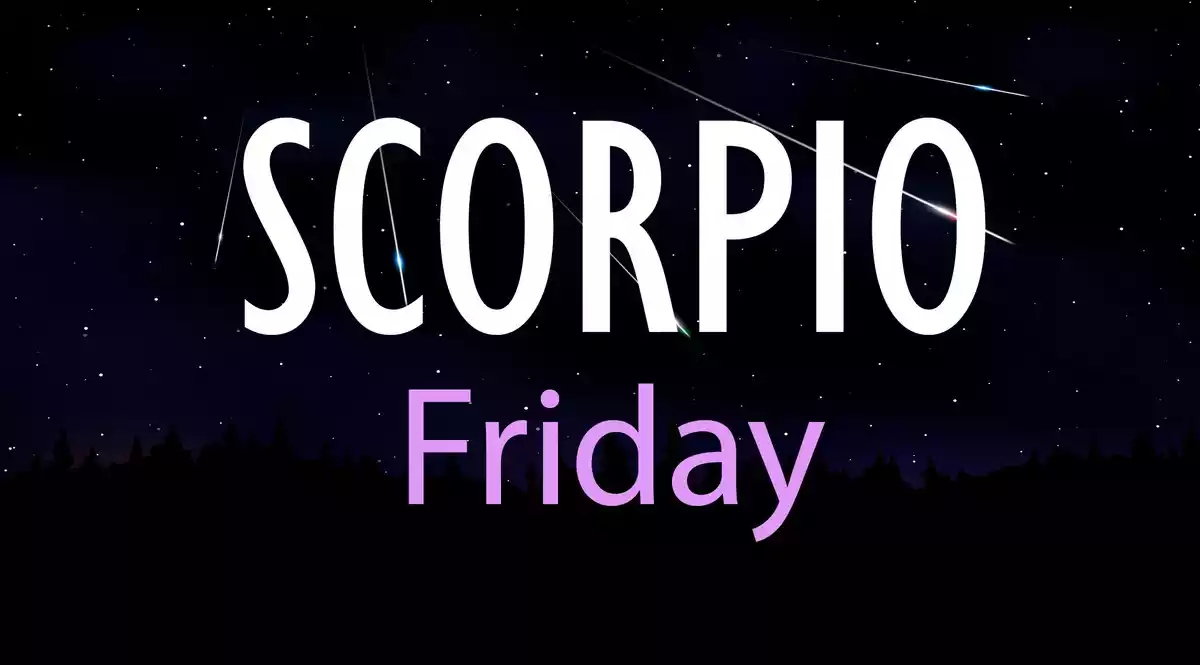 Scorpio Friday on a sky background with shooting stars