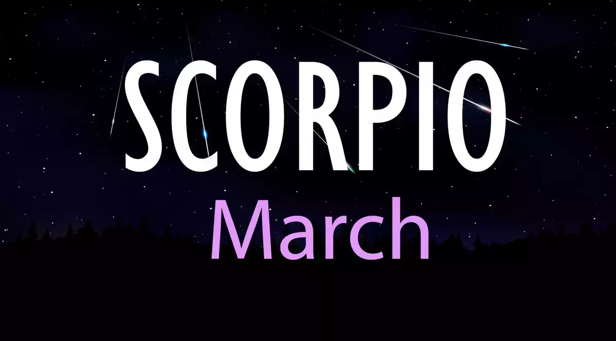 Scorpio March on a sky background with shooting stars