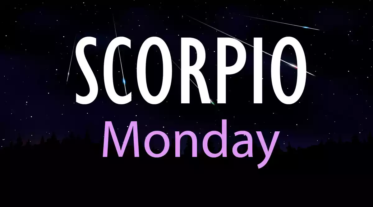 Scorpio Monday on a sky background with shooting stars