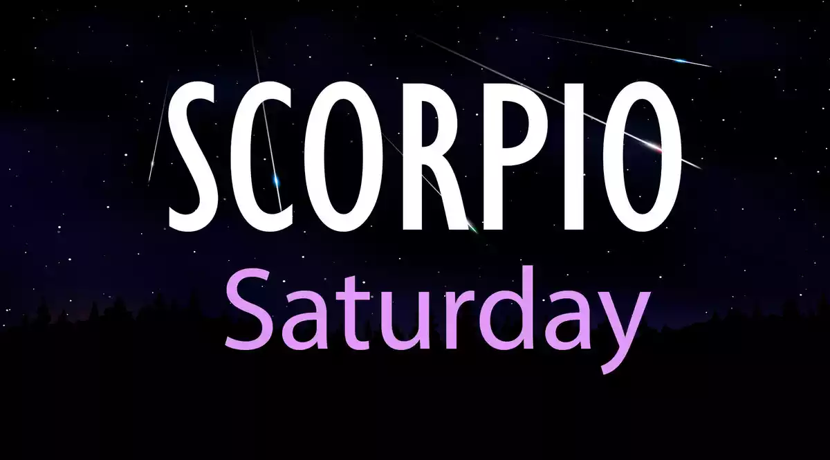 Scorpio Saturday on a sky background with shooting stars