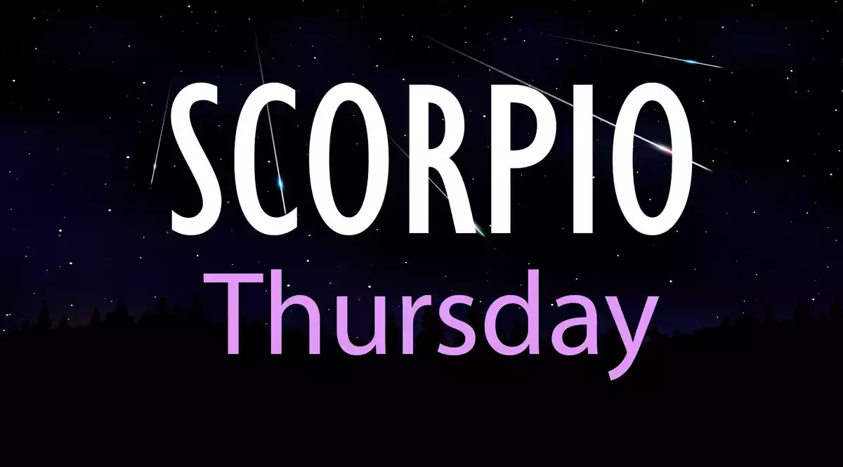Scorpio Thursday on a sky background with shooting stars