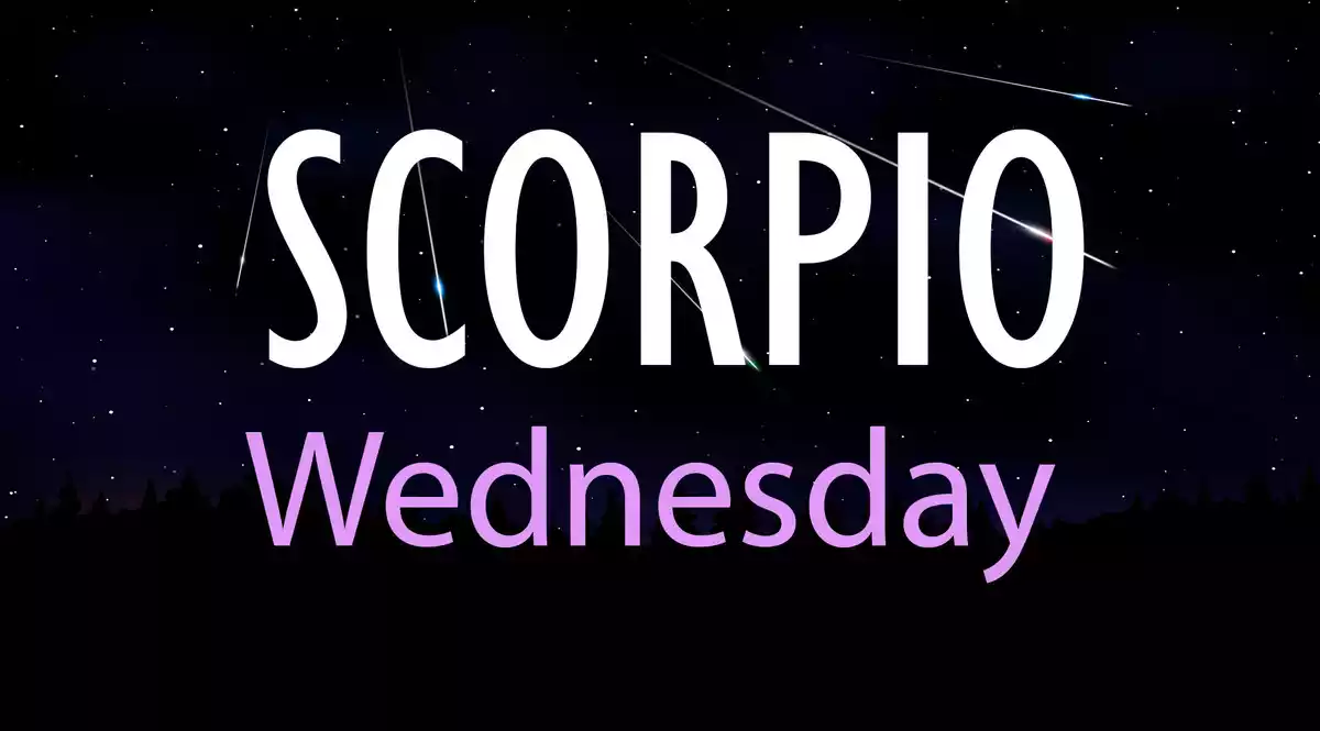 Scorpio Wednesday on a sky background with shooting stars