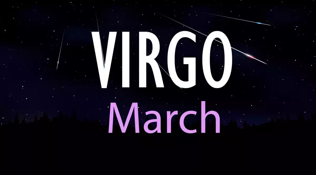Virgo March on a sky background with shooting stars