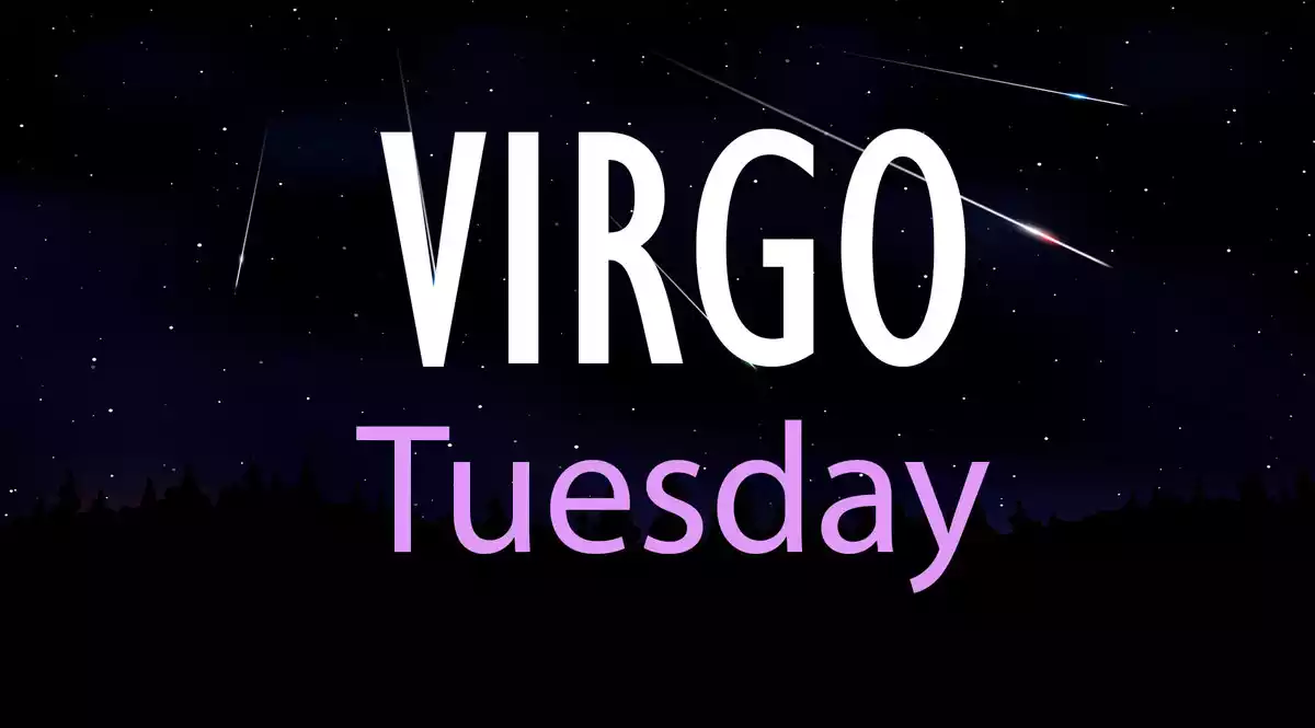Virgo Tuesday on a sky background with shooting stars