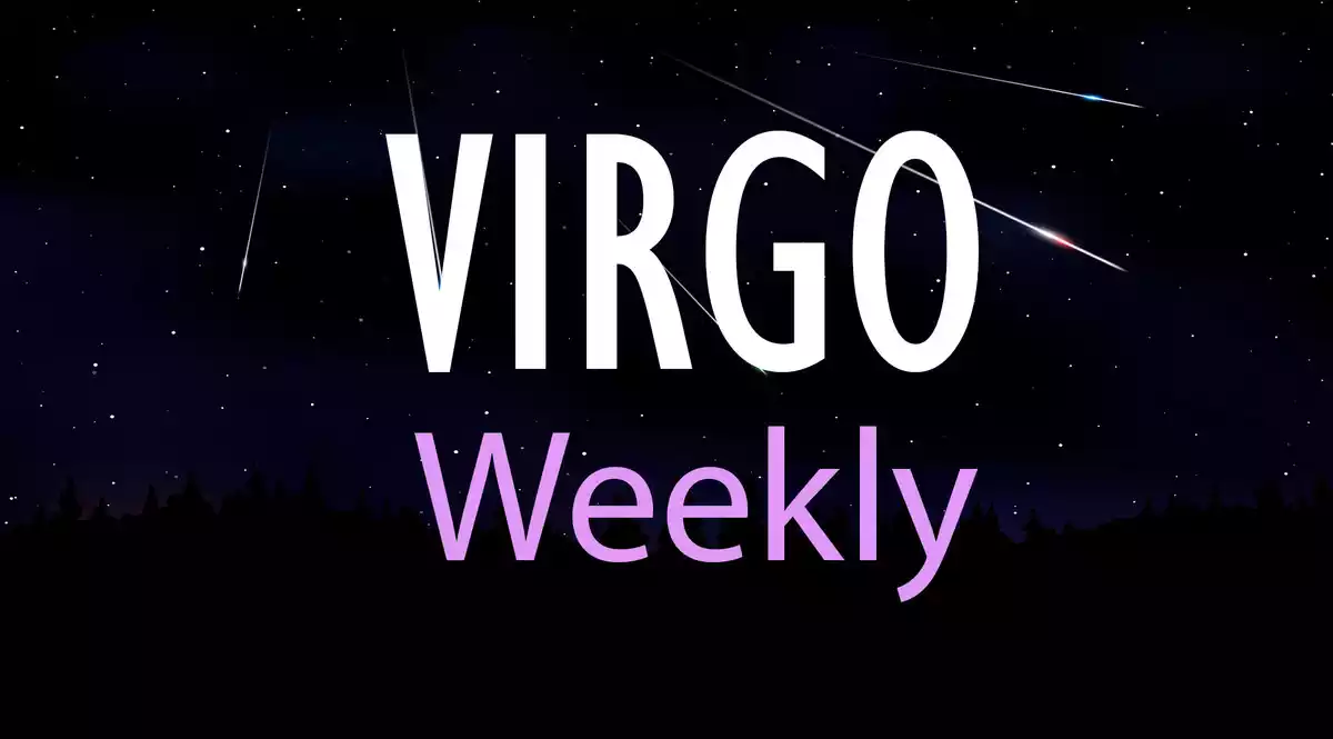 Virgo Weekly on a sky background with shooting stars