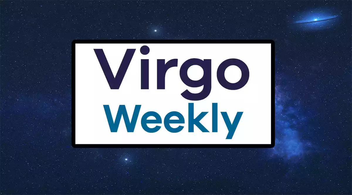 Virgo Weekly on a white rectangle on a sky background
