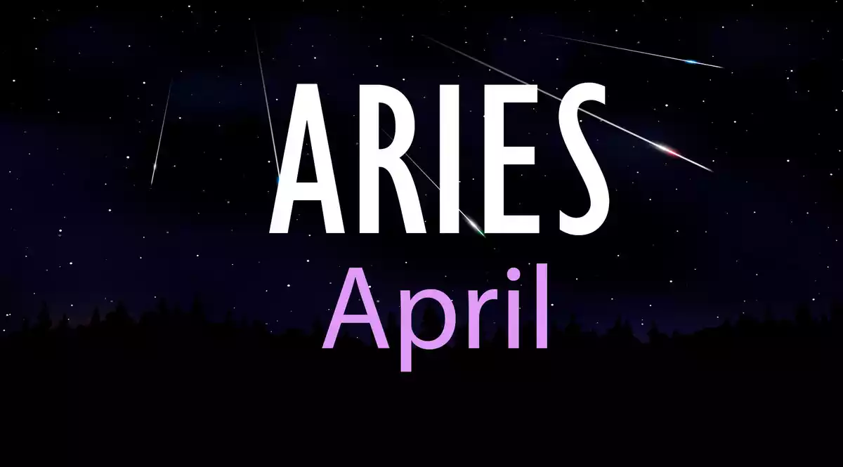 Aries April on a sky background with shooting stars