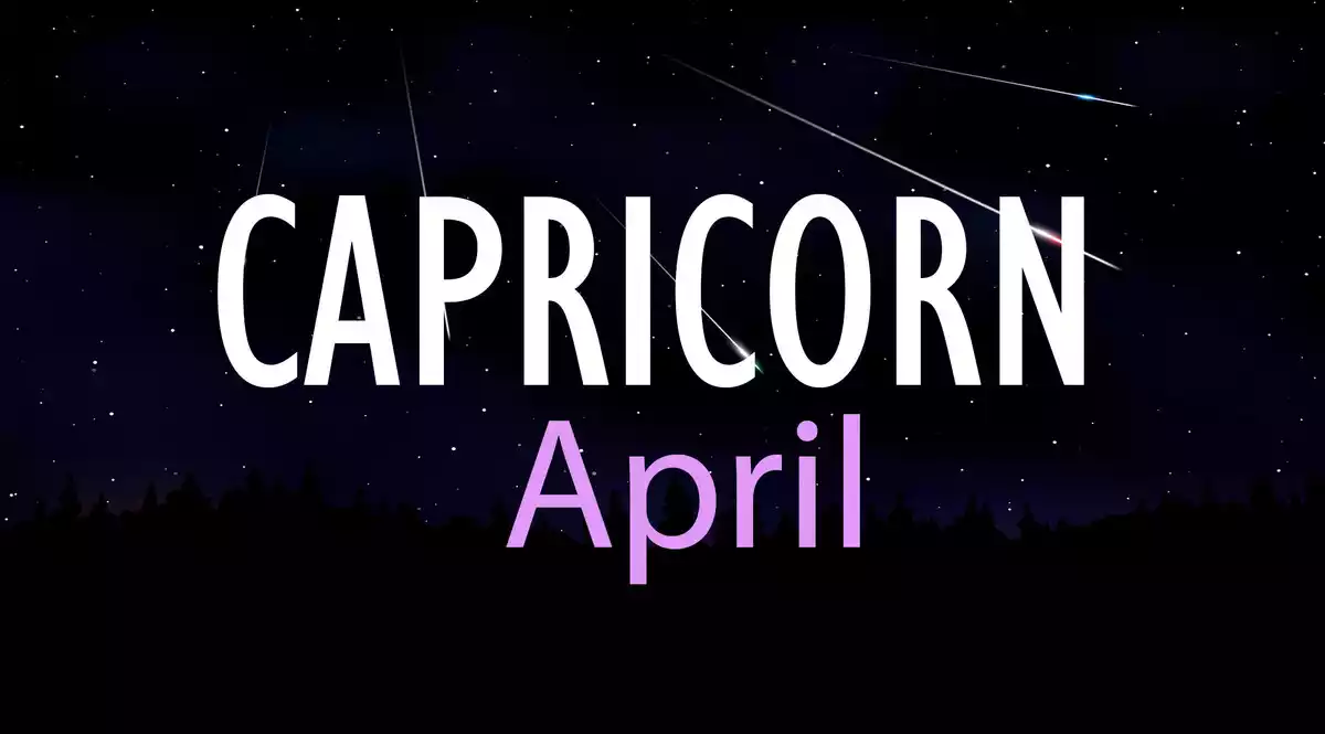 Capricorn April on a sky background with shooting stars