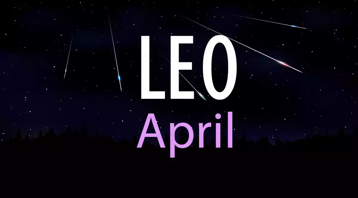 Leo April on a sky background with shooting stars