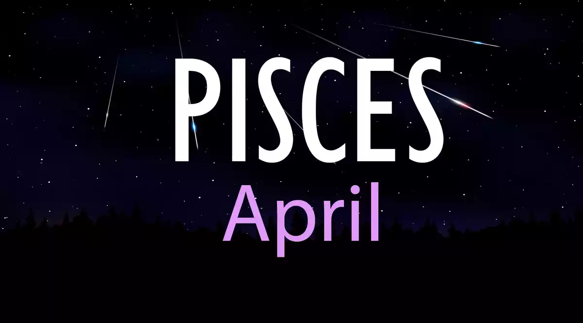 Pisces April on a sky background with shooting stars