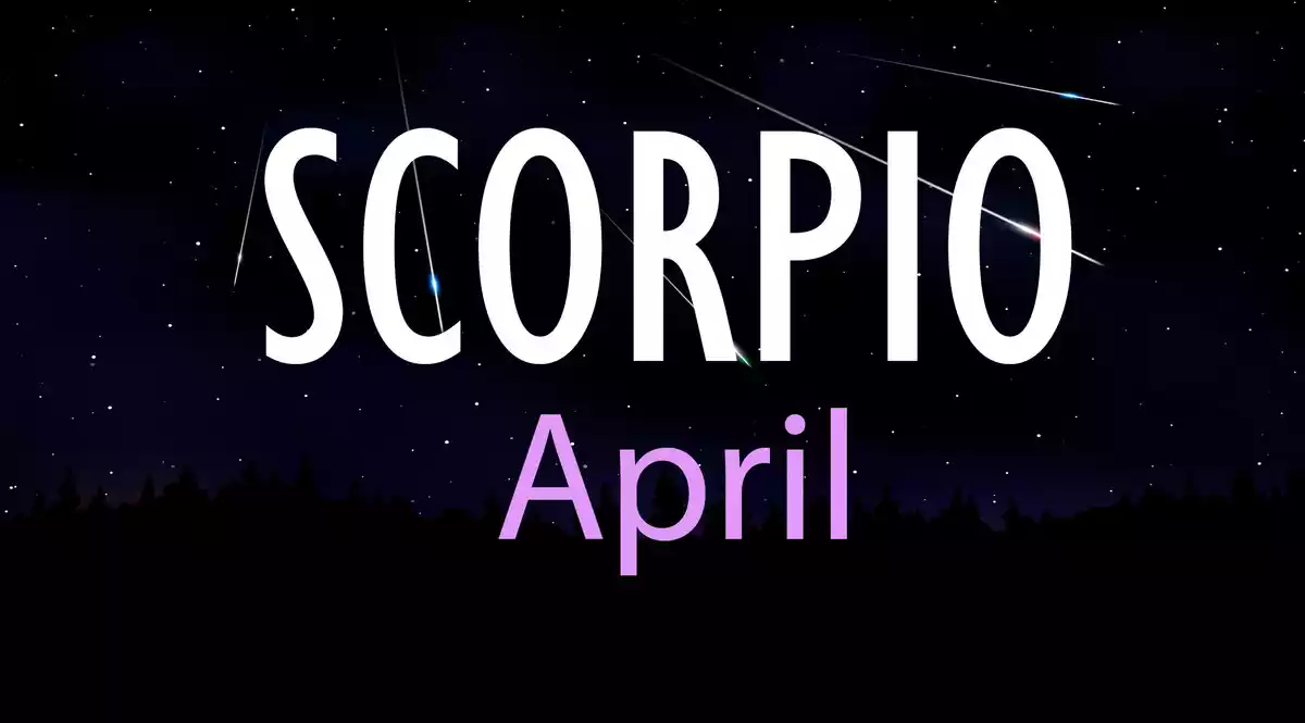 Scorpio April on a sky background with shooting stars