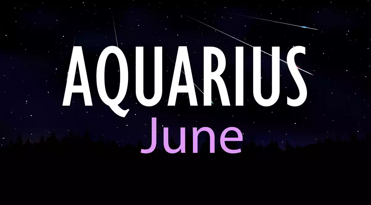 Aquarius June on a sky background with shooting stars