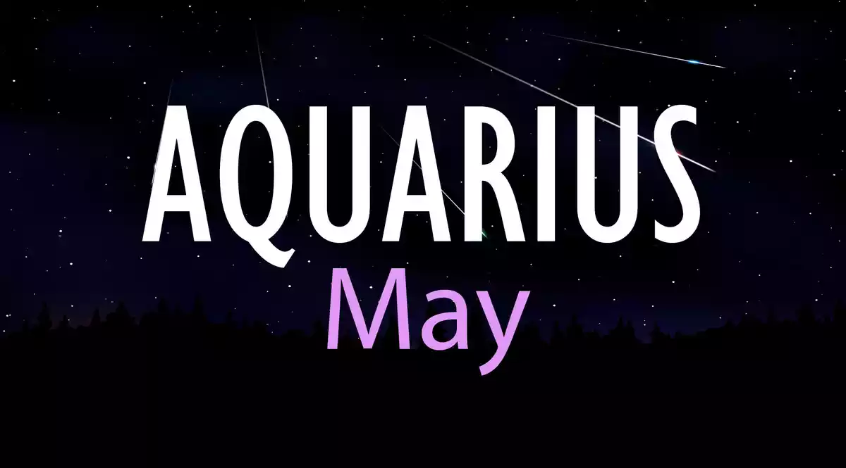 Aquarius May on a sky background with shooting stars