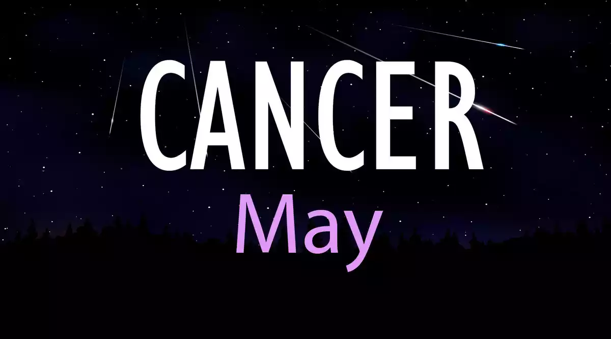 Cancer May on a sky background with shooting stars