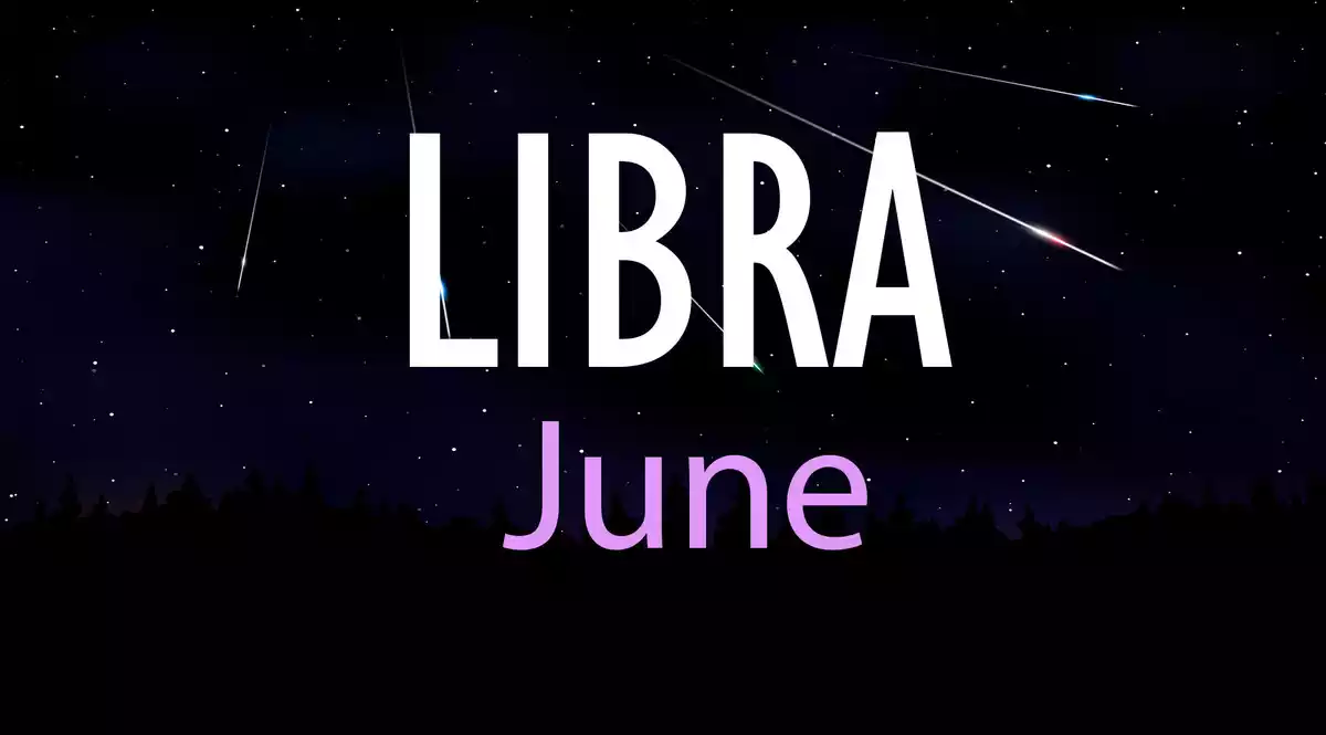 Libra June on a sky background with shooting stars