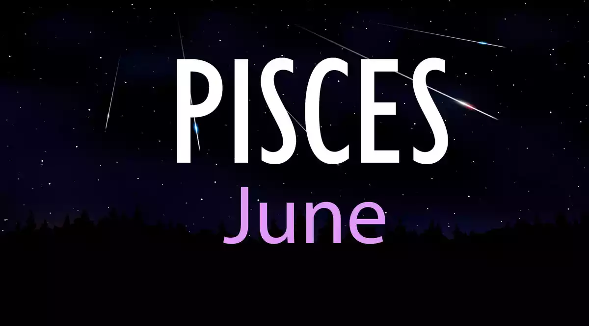 Pisces June on a sky background with shooting stars