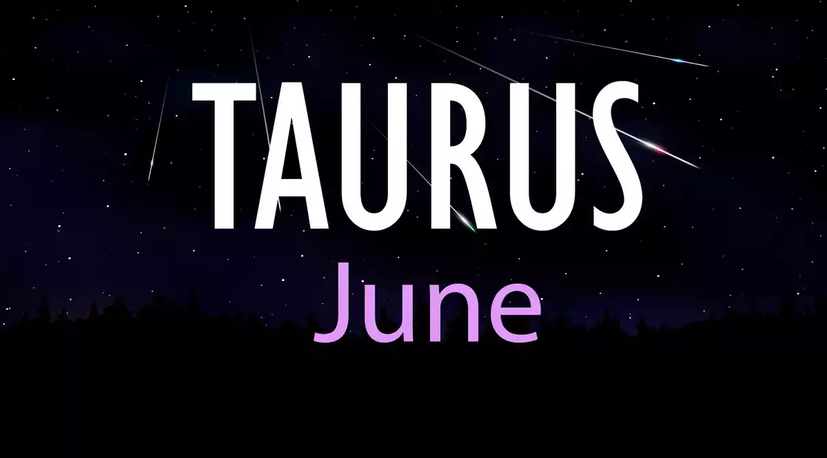 Taurus June on a sky background with shooting stars