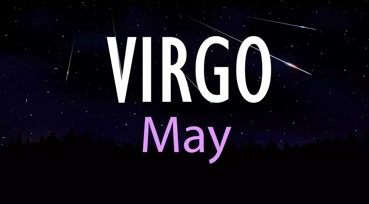 Virgo May on a sky background with shooting stars