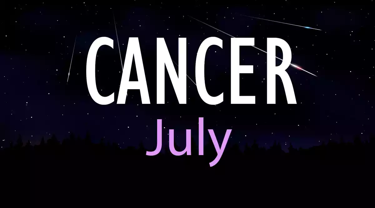 Cancer July on a sky background with shooting stars