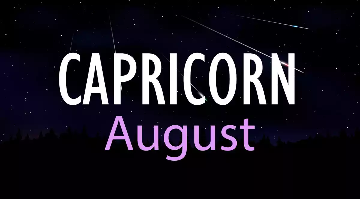 Capricorn August on a sky background with shooting stars
