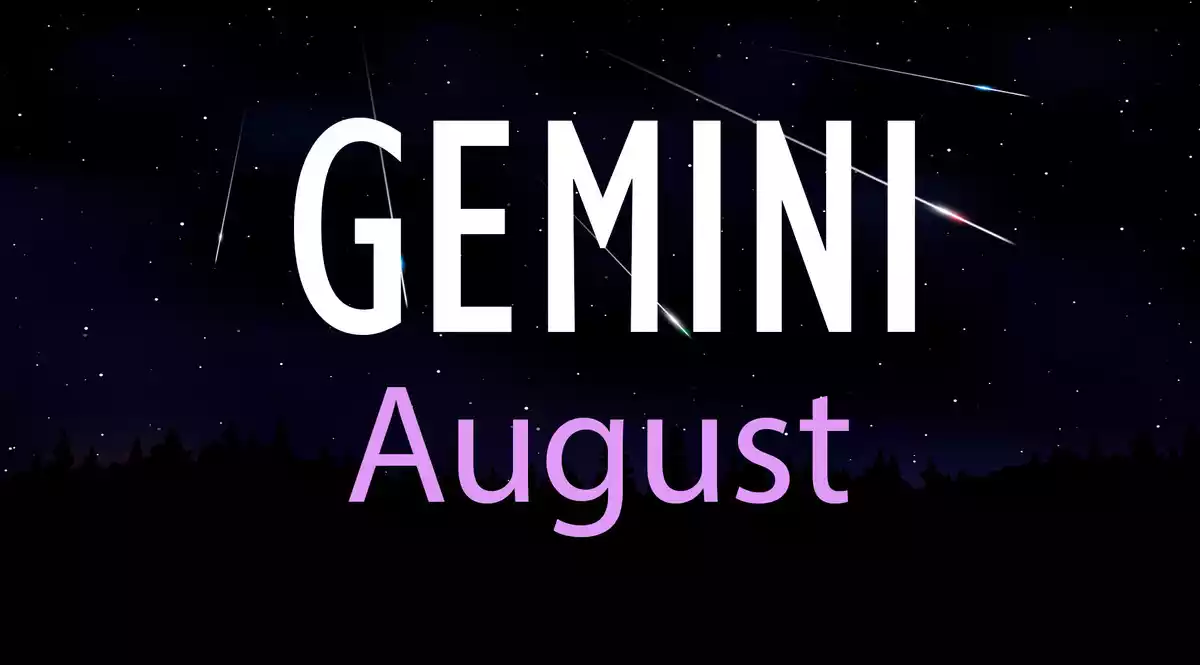 Gemini August on a sky background with shooting stars