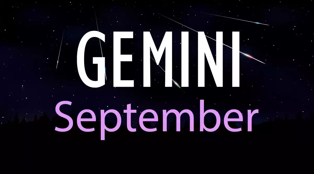 Gemini September on a sky background with shooting stars