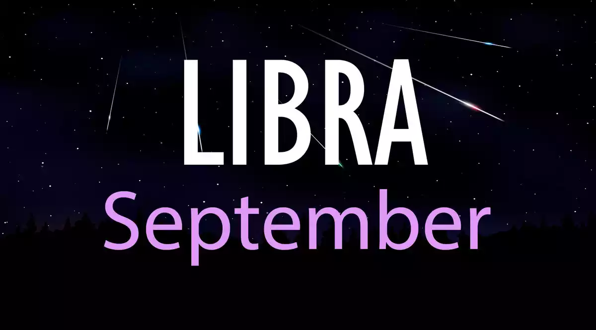 Libra September on a sky background with shooting stars