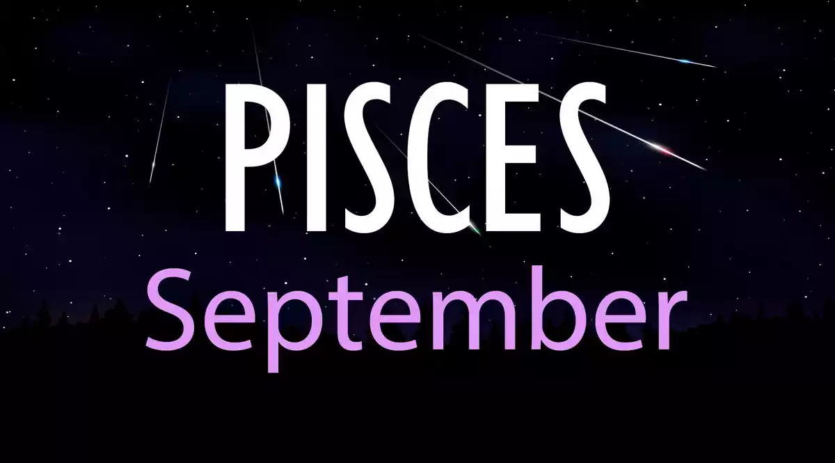Pisces September on a sky background with shooting stars