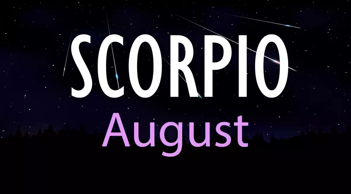 Scorpio August on a sky background with shooting stars