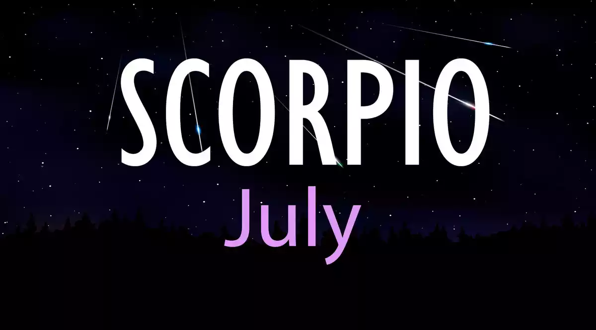 Scorpio July on a sky background with shooting stars