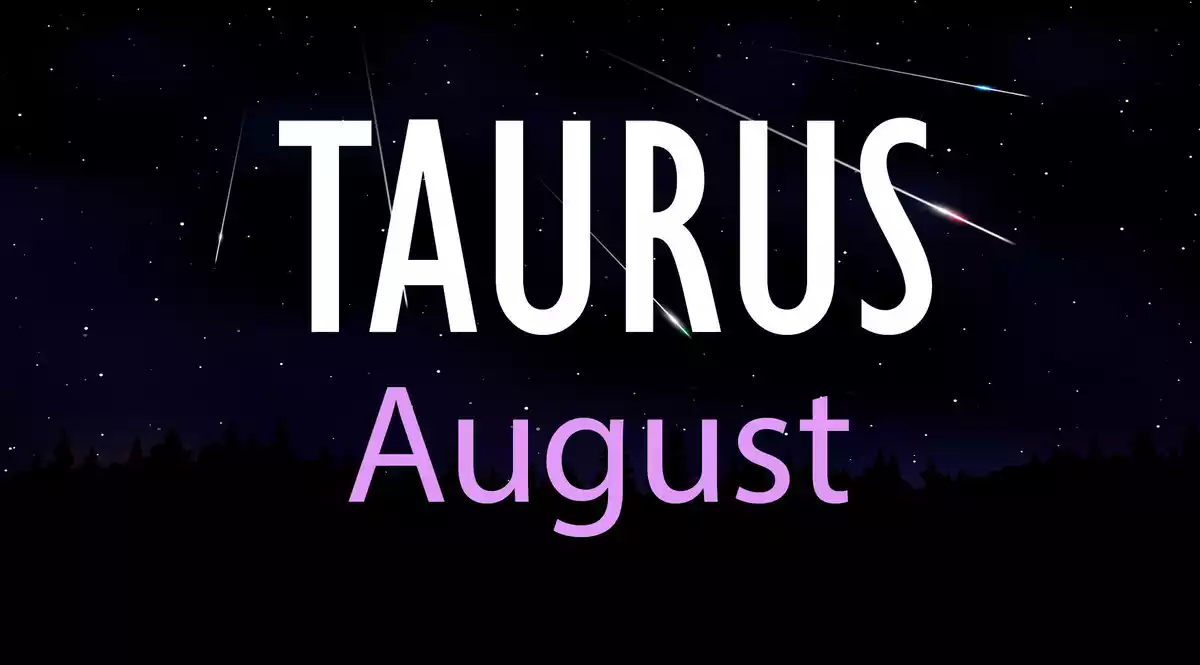Taurus August on a sky background with shooting stars