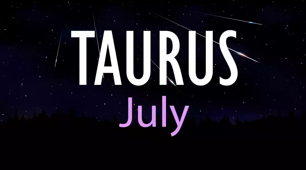 Taurus July on a sky background with shooting stars