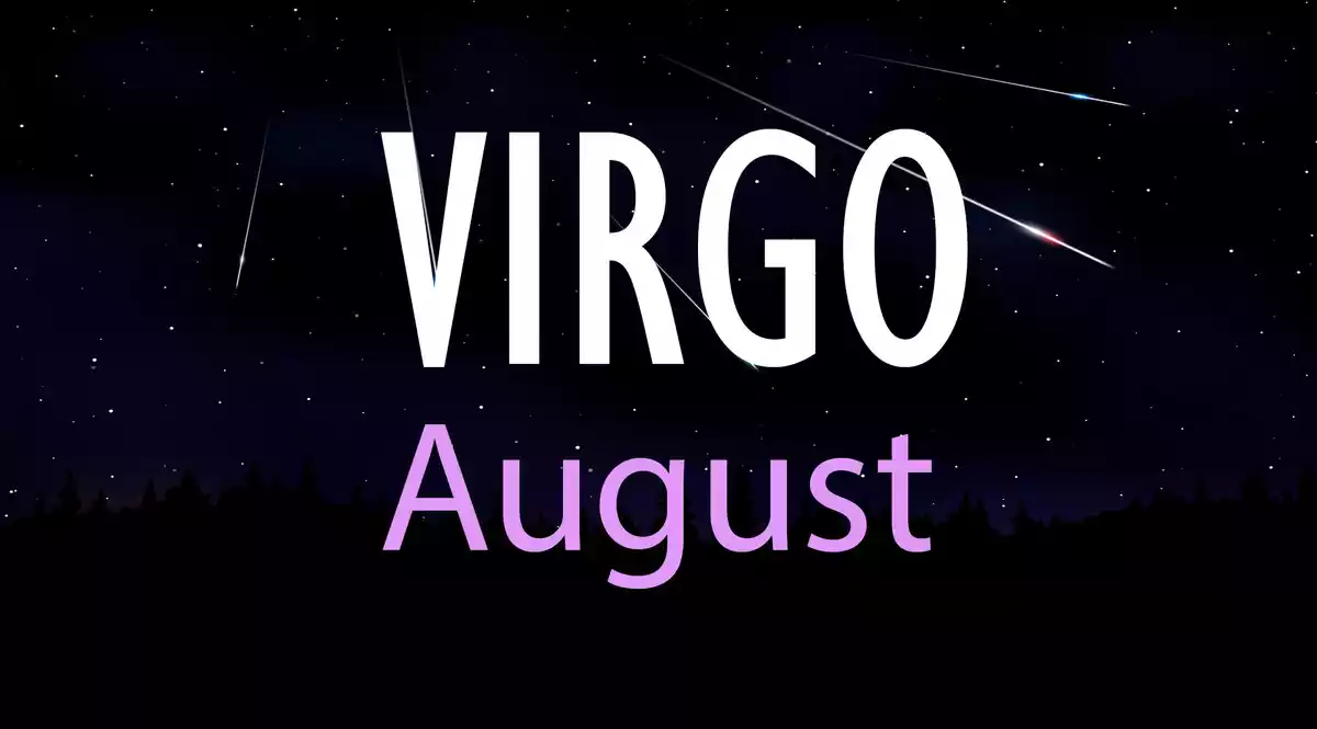 Virgo August on a sky background with shooting stars