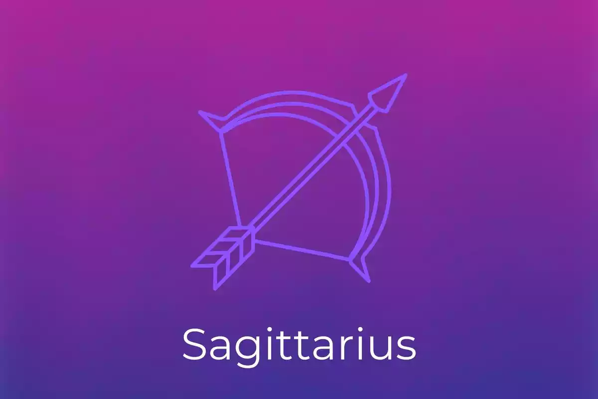 Sagittarius logo on violet background
