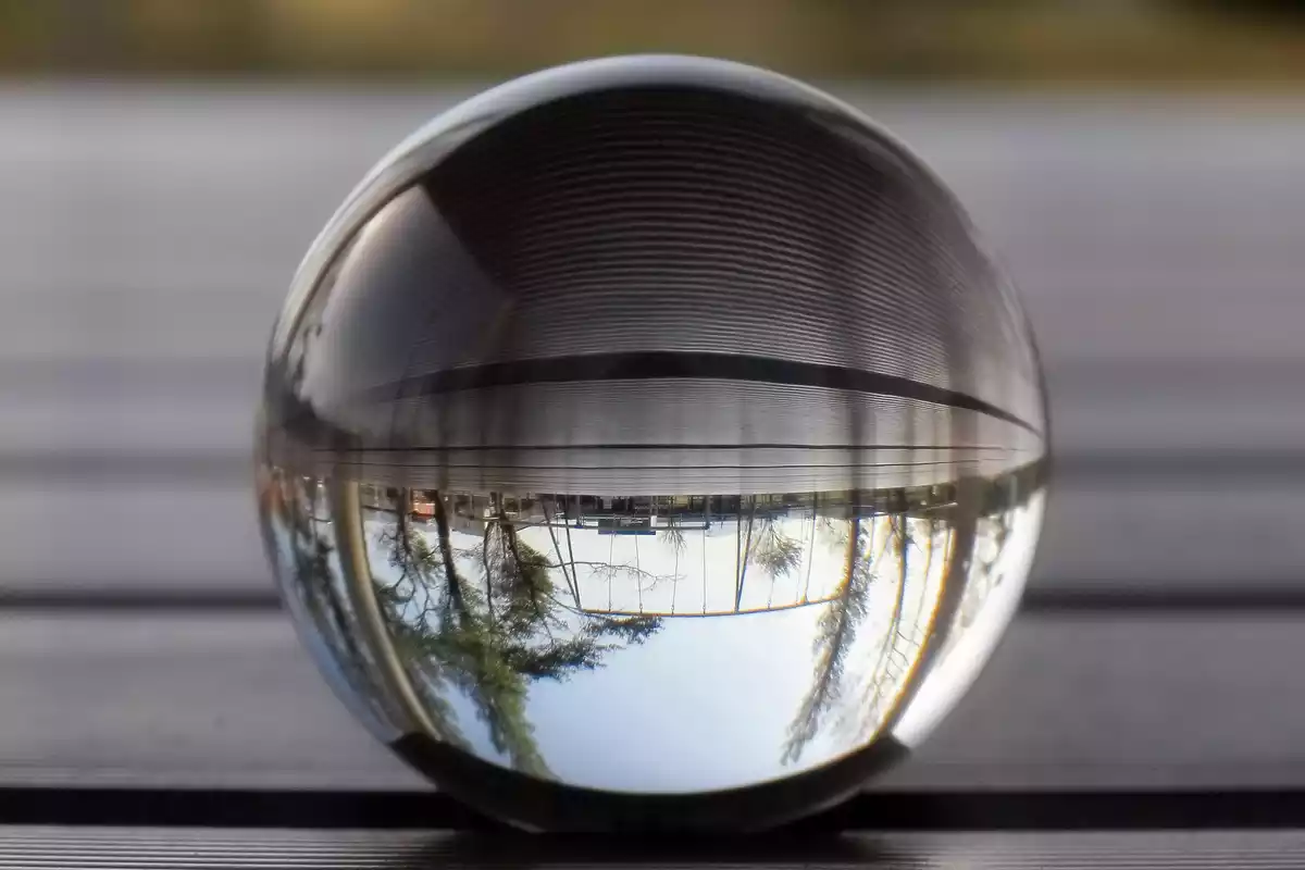 A crystal ball on the floor