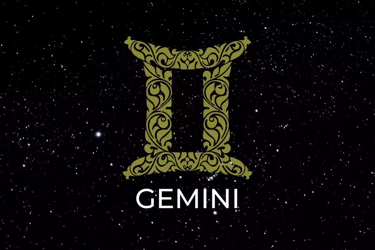 Gemini Sign in gold on a black background