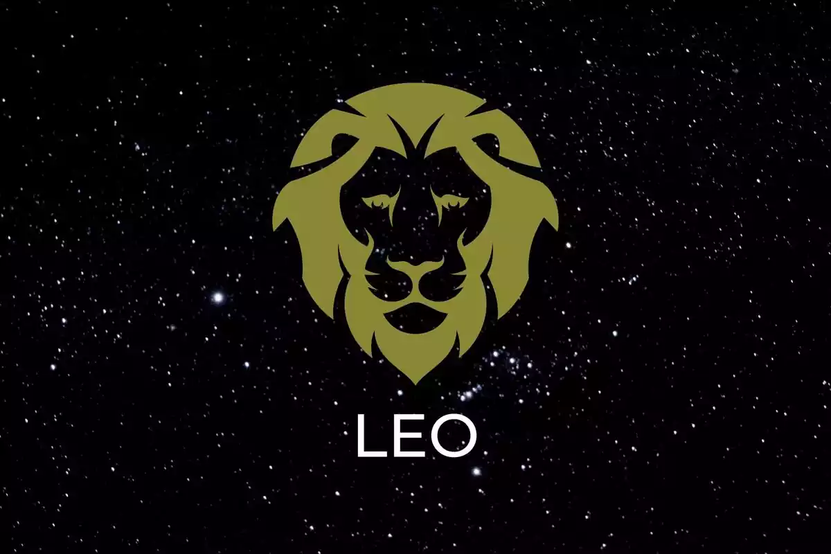 Leo Sign in gold on a black background