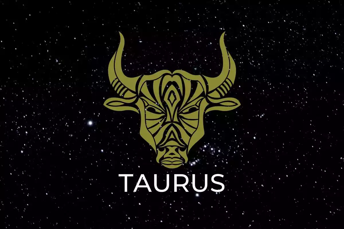 Taurus Sign in gold on a black background
