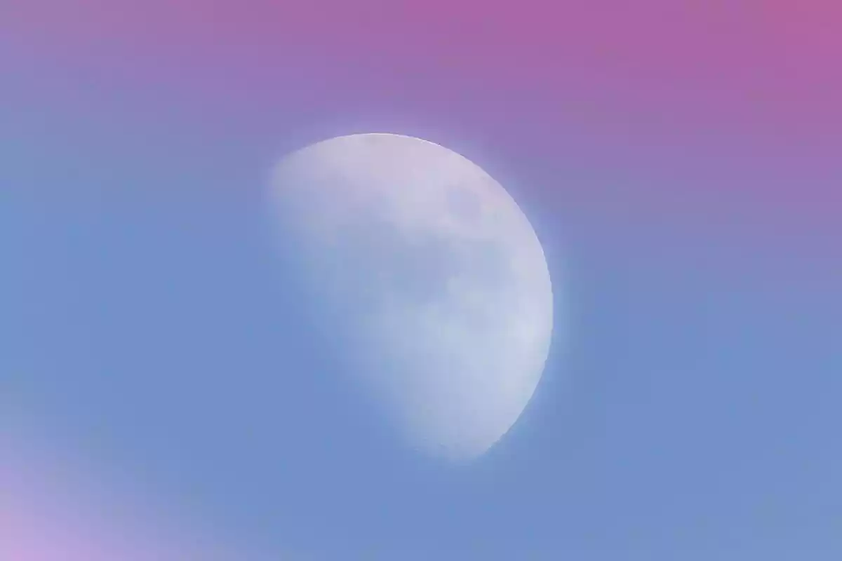 Moon in a pink and blue sky