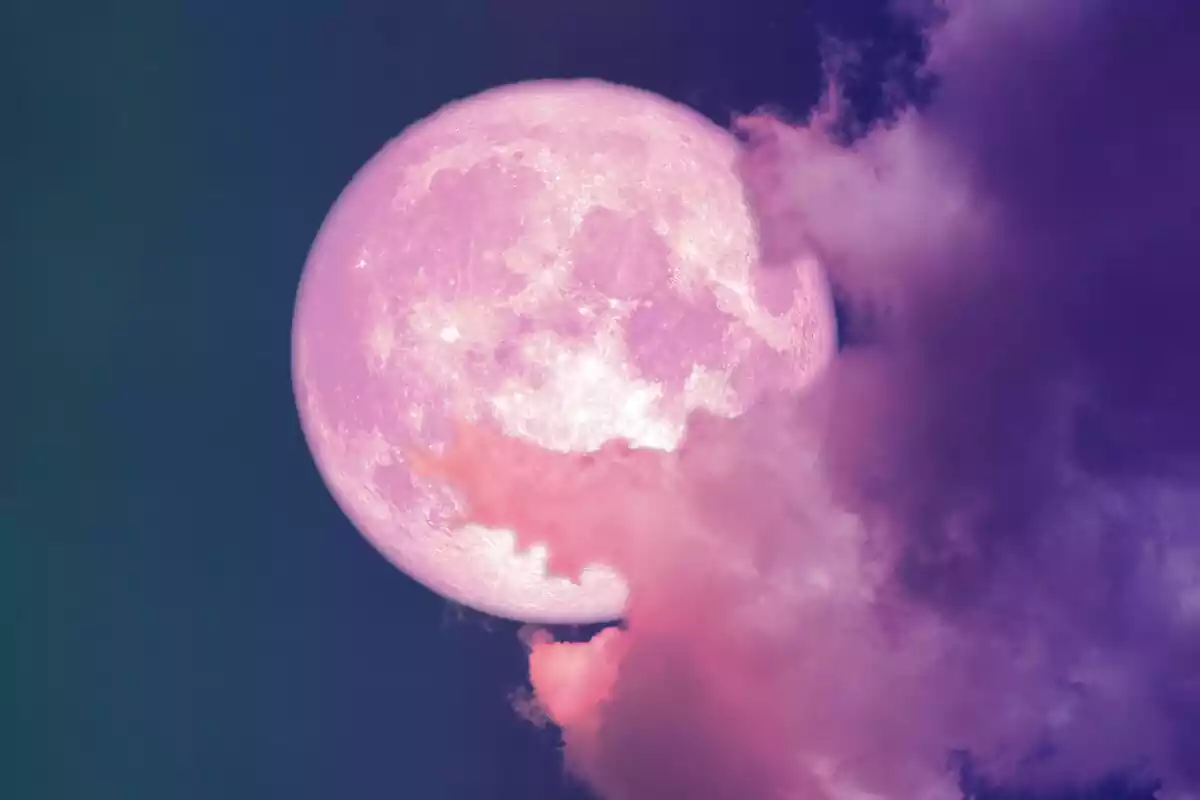Purle moon with clouds