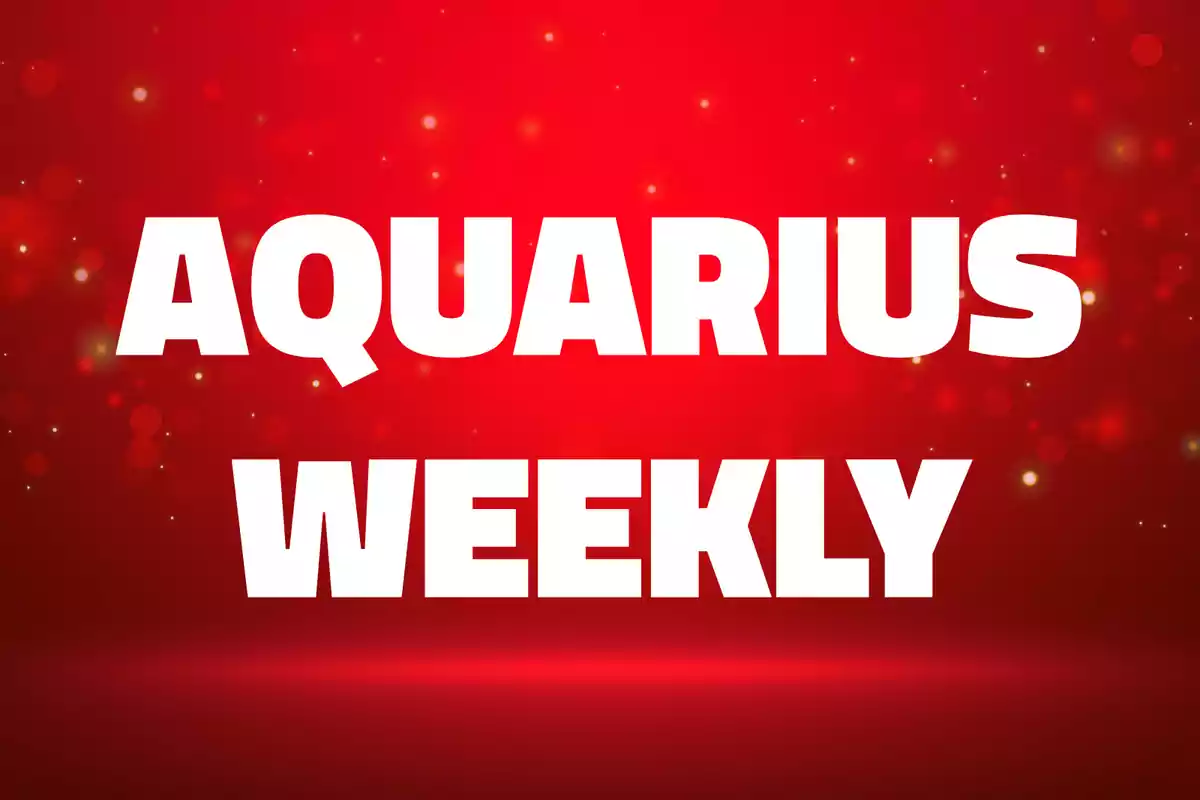White text that says "Aquarius Weekly" on a red background with flashes of light.