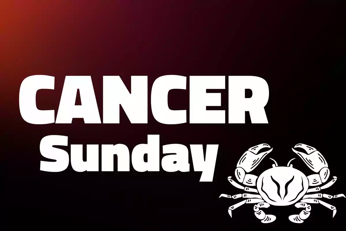 Dark background with the words Cancer Sunday in large letters and a drawing of a white crab in the bottom right corner